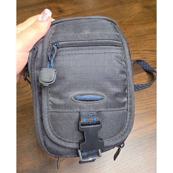 Samsonite Small Black Crossbody Travel Bag With Adjustable Strap Multiple Zipper - Picture 13 of 13